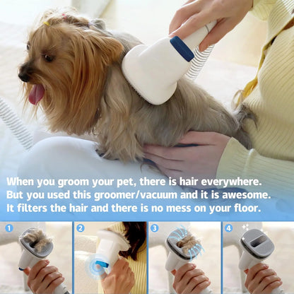 LMVVC Pet Grooming Kit with Vacuum - Effective Deshedding Tool for Dogs and Cats, Captures 99% of Shedding Hair with Minimal Noise, Ideal for Poodles and Other Breeds