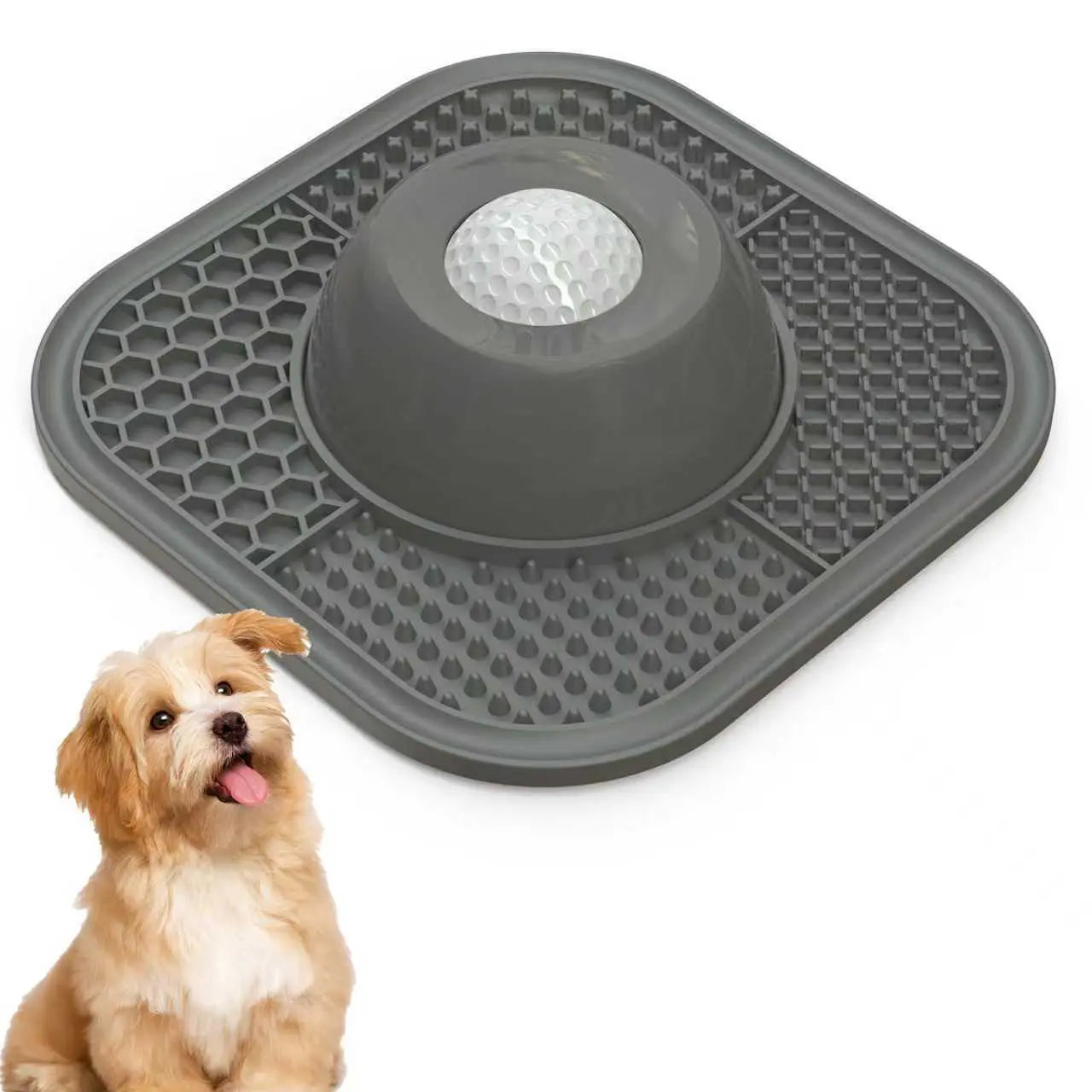 Pawlove Slow Feeder Dog Bowl for Liquid Treats with Anti-Slip Design and Entertained Ball-In, Ideal for Bone Broth and Yogurt, Suitable for All Breed Sizes, Dietary Supplement and Post-Operative Nutrition Accessory