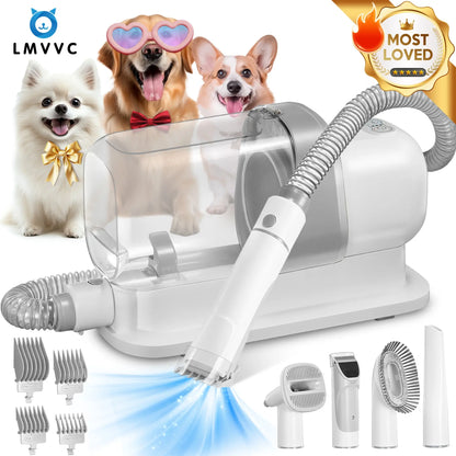 LMVVC Pet Grooming Kit with Vacuum - Effective Deshedding Tool for Dogs and Cats, Captures 99% of Shedding Hair with Minimal Noise, Ideal for Poodles and Other Breeds