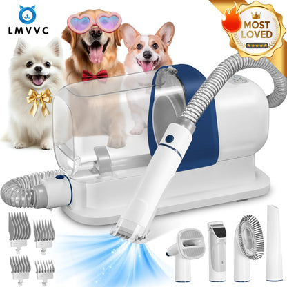 LMVVC Pet Grooming Kit with Vacuum - Effective Deshedding Tool for Dogs and Cats, Captures 99% of Shedding Hair with Minimal Noise, Ideal for Poodles and Other Breeds