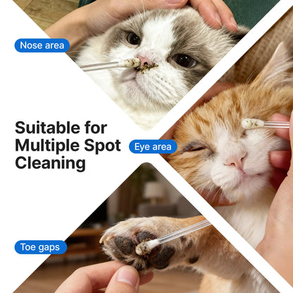 Pawfirst Pet Ear Cleaning Cotton Swabs - Dual-Use Earwax and Odor Remover for Cats and Dogs, Individually Wrapped, 100 Pack with Aloe, Witch Hazel, and Chamomile Formula