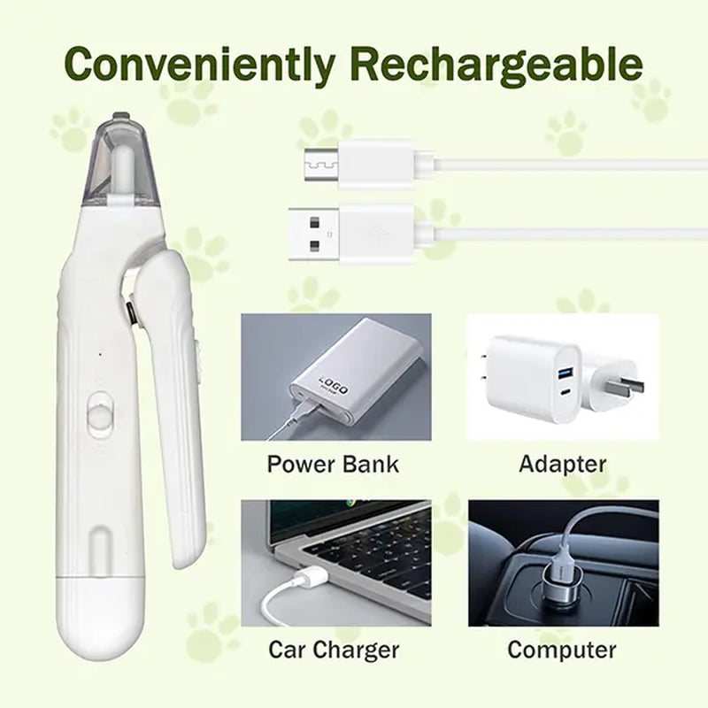 Petlovers 2-in-1 Rechargeable Nail Clipper and Grinder for Dogs and Cats - Ultra Quiet Electric Trimming Tool for All Sizes