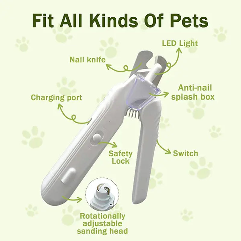 Petlovers 2-in-1 Rechargeable Nail Clipper and Grinder for Dogs and Cats - Ultra Quiet Electric Trimming Tool for All Sizes
