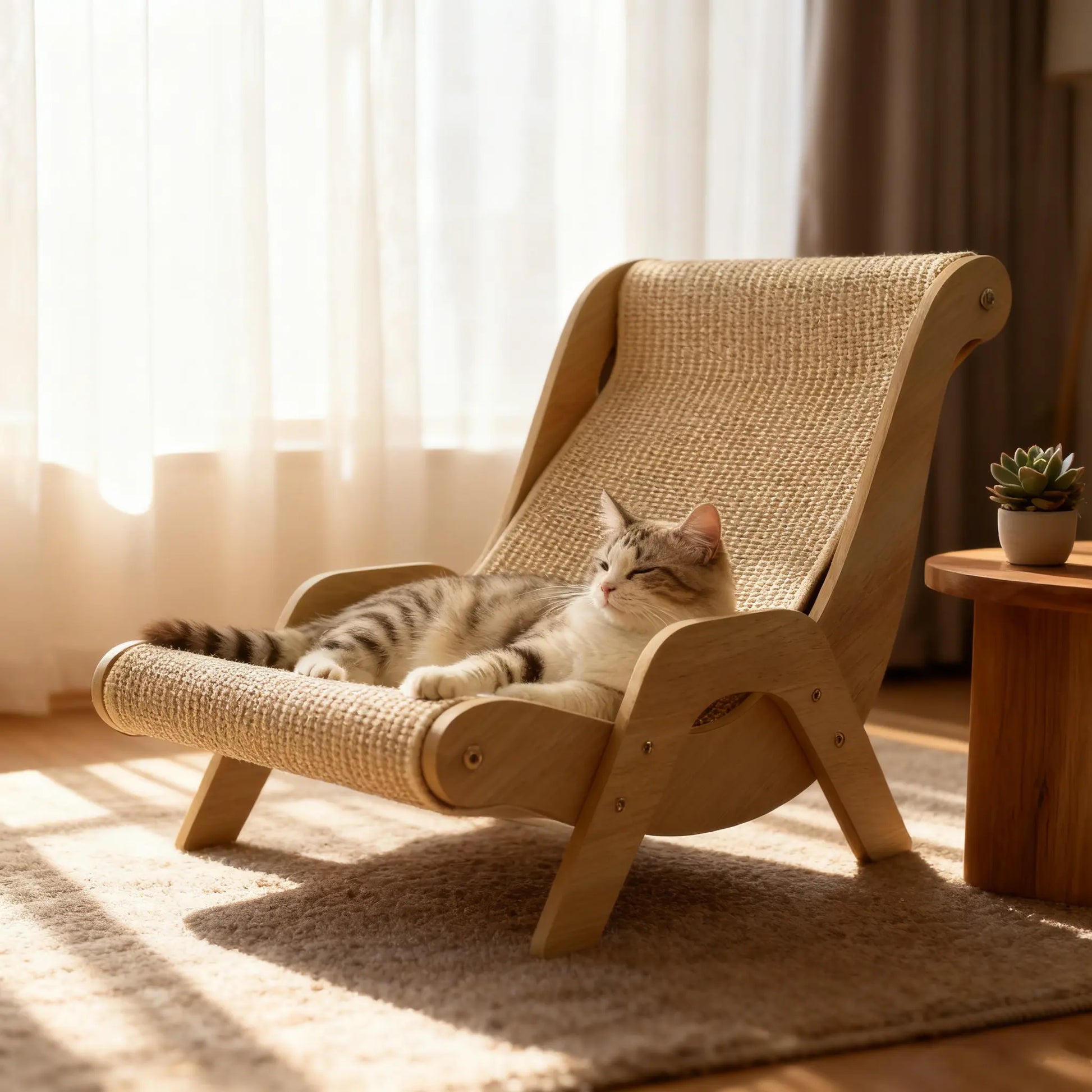 Multi-Functional Cat Scratching Board and Rocker Bed - Natural Sisal and Jute Material for Scratching and Relaxation - Durable Indoor/Outdoor Pet Furniture - Self-Cleaning Kitty Lounge Chair - Perfect Gift for Cats