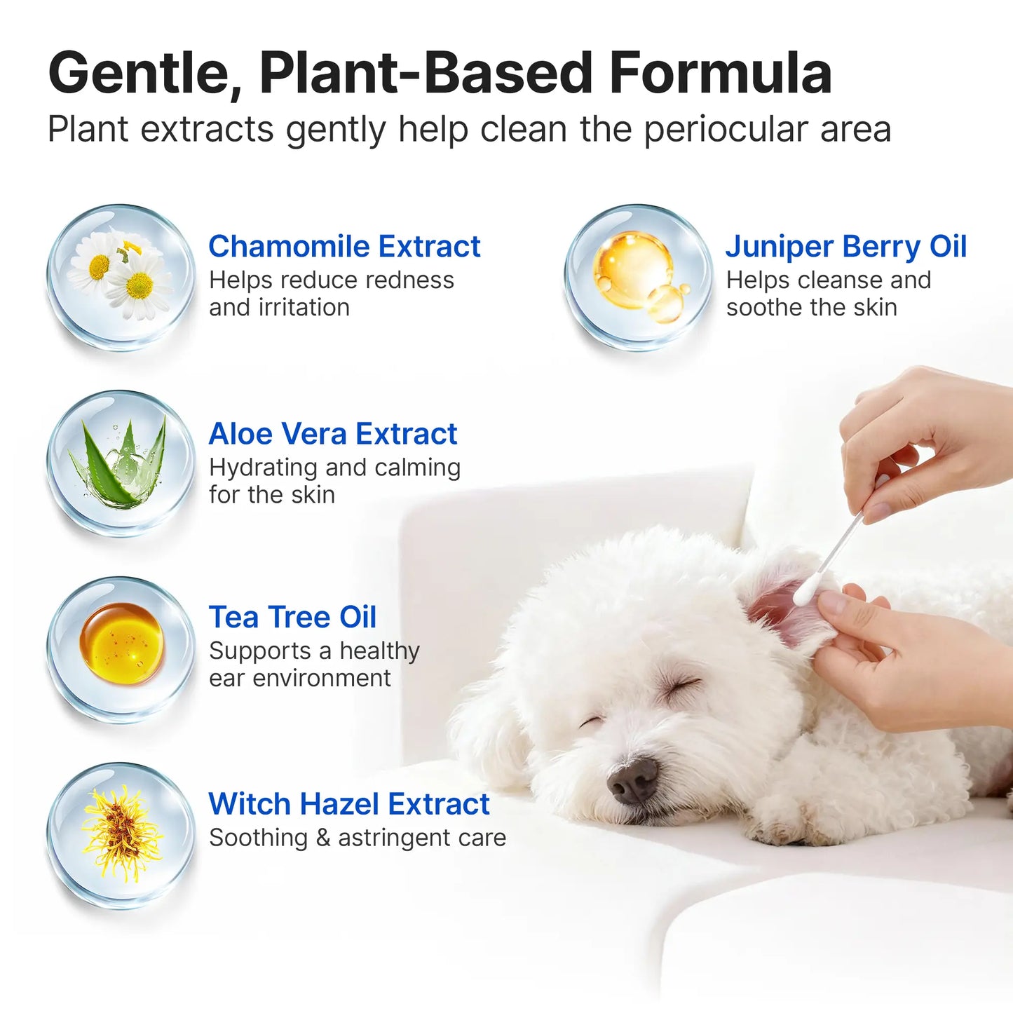 Pawfirst Pet Ear Cleaning Cotton Swabs - Dual-Use Earwax and Odor Remover for Cats and Dogs, Individually Wrapped, 100 Pack with Aloe, Witch Hazel, and Chamomile Formula